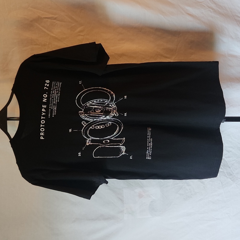 American Apparel Prototype Number 726. Black Graphic Mens T-Shirt. Large. Cotton